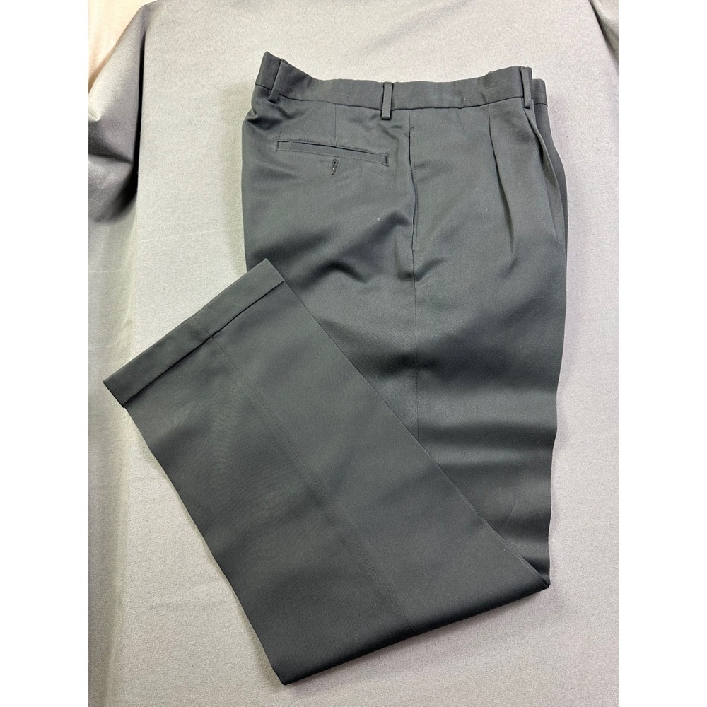 Geoffrey Beene Men's Pleated Dress Pants Black Cuffed Polyester 34x32 RN 83427‎
